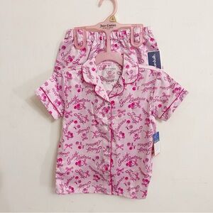 Juicy Couture Pink Bow Cherries Kids Pajama Set Sz 6/6x NWT